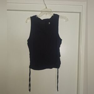 Sleeveless Black Drawstring Tank Top
